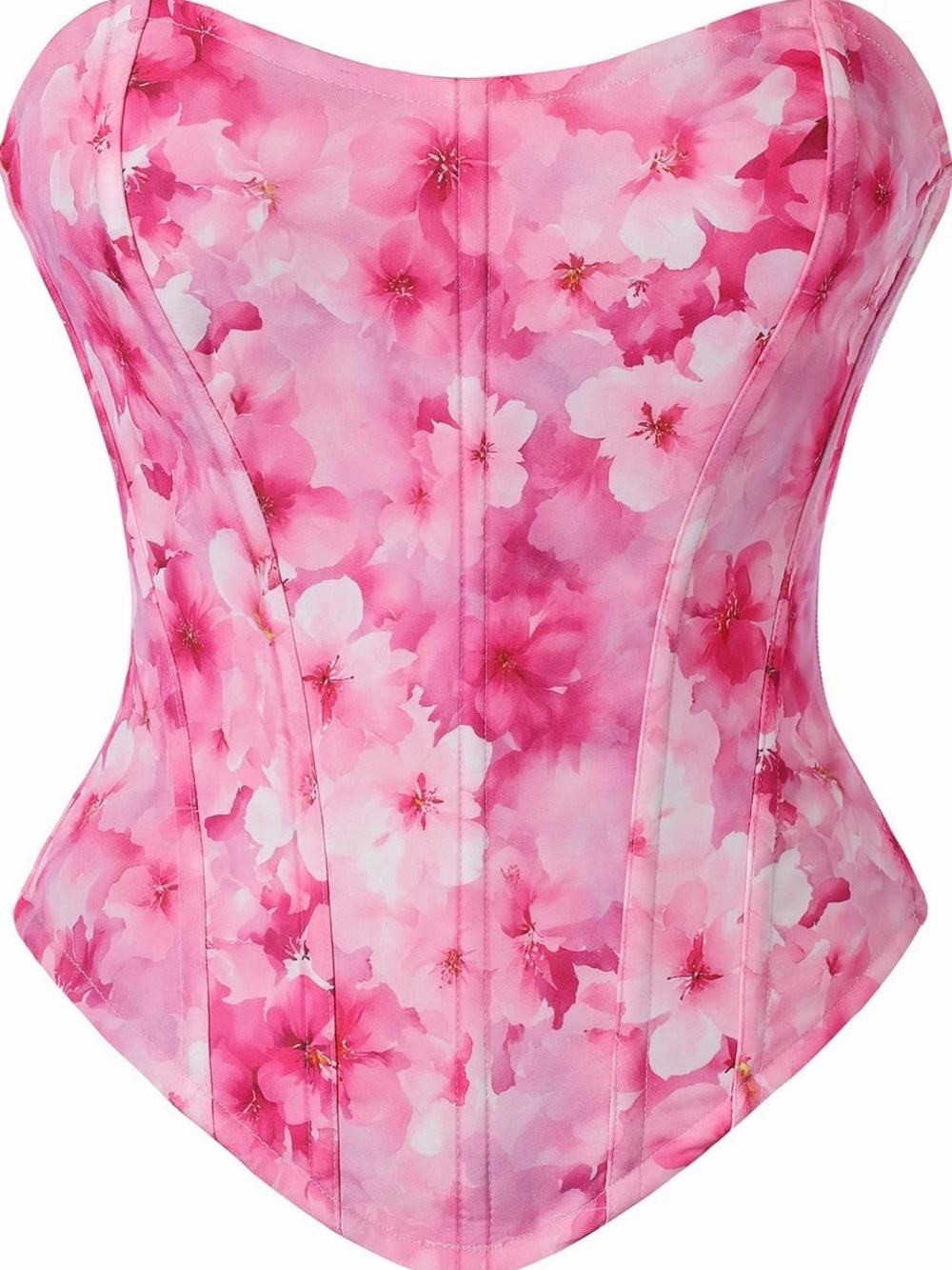 Size 10 Scarlet Darkness Floral Pink Strapless Corset Top